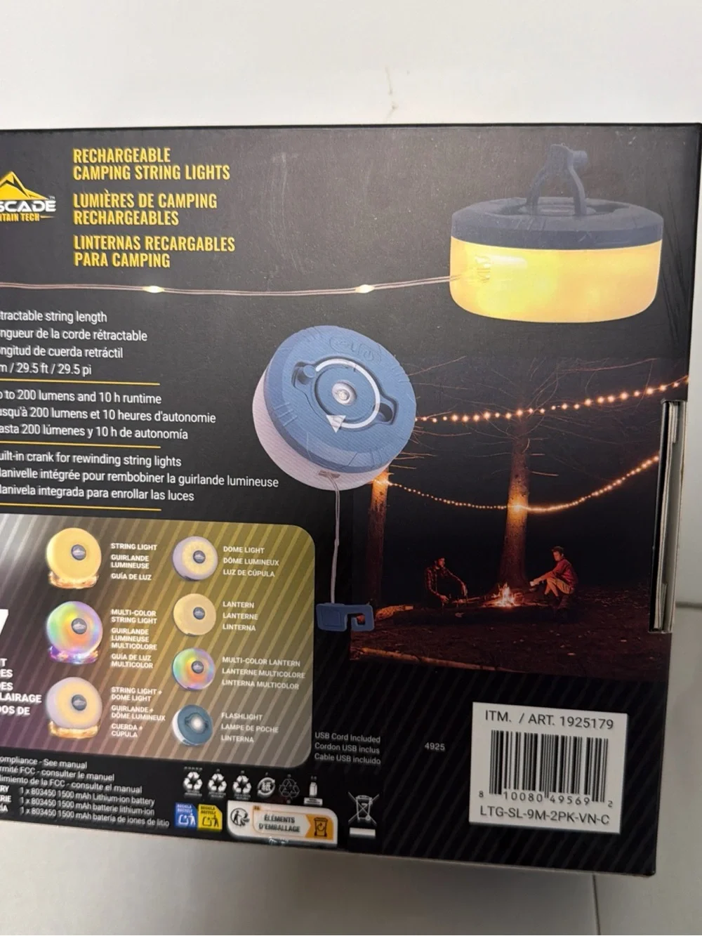 Cascade Rechargeable Camping String Lights - White (2-Pack)